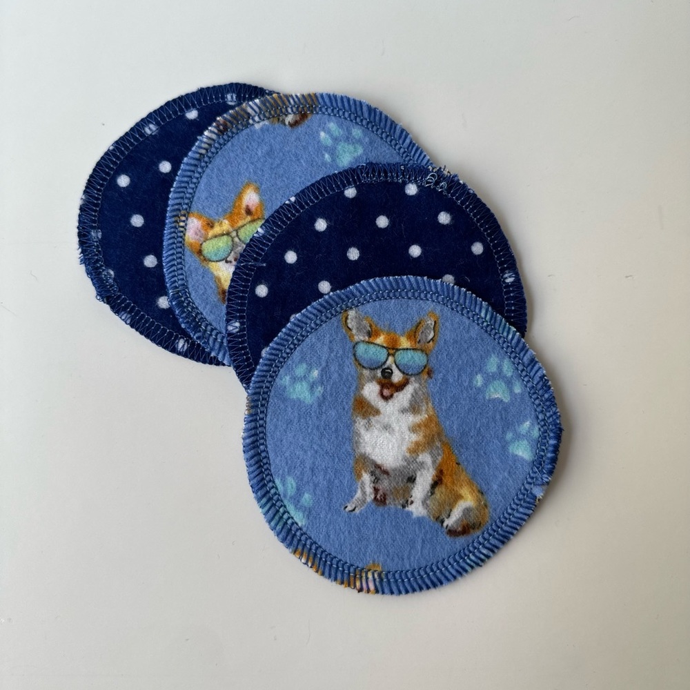 Reusable Corgi Cotton Flannel Makeup Removing Pads